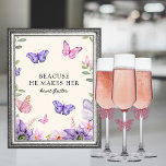 Poster Il me donne des papillons Fleur sauvage Fête des m<br><div class="desc">Ajoutez une touche de romantisme à votre douche nuptiale avec cette enseigne "He Fakes Her Heart Fbattage". Le design délicat et fantaisiste est composé d'un papillon ludique, symbolisant le flot d'excitation dans le coeur de la future mariée. Le panneau est fait de matériaux de haute qualité, s'assurant qu'il sera dernier...</div>
