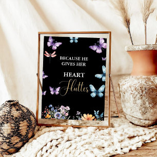 Poster Il me donne des papillons Fleur sauvage Fête des m