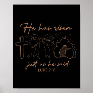 Poster Il n'est pas ici il est ressuscité Croix chrétienn
