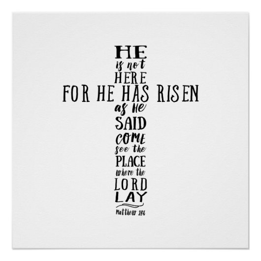 Poster Il n'est pas ici parce qu'il s'est ressuscité comm (Devant)