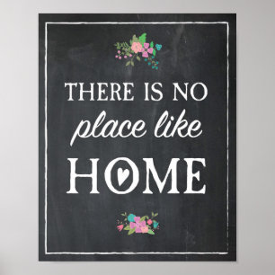 Poster Il n'y a pas d'endroit comme Home Chalk Floral Pos