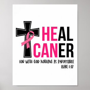 Poster Il peut guérir le cancer Christian Ribbon Cancer d