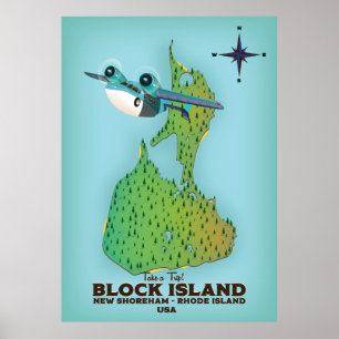 Poster île block New Shoreha, Rhode Island