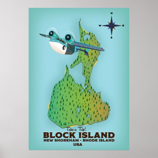 Poster île block New Shoreha, Rhode Island (Devant)