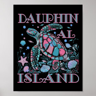 Poster Île Dauphin Al Amoureux de Tortues Plage Colorée S