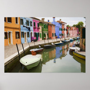 Poster Île de Burano, Burano, Italie. Coloré 4