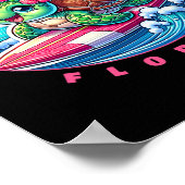 Poster Île de Captiva Floride Fille Mignonne Surfant Tort (Coin)