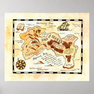 Poster Île de carte de trésor d'occasion