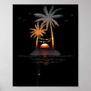 Poster Île de coucher de soleil ambiance vacances