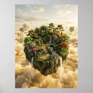 Poster Île de jardin flottant Fantastique Art