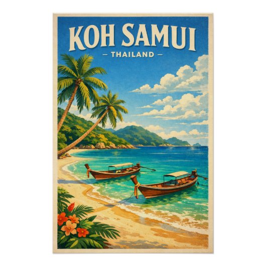 Poster Île de Koh Samui, Thaïlande rétro (Devant)