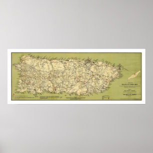 Poster Île de la carte 1900 de Porto Rico