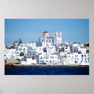 Poster Île de paros avec le village de naoussa