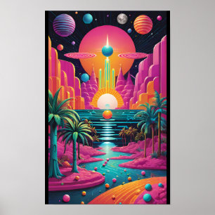 Poster Île de rêve Utopie - Art surréaliste de Ken Gage