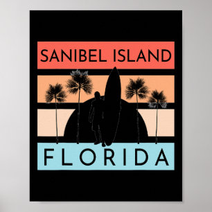Poster Île de Sanibel Floride Plage Surf Été Vacances