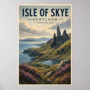 Poster Île de Skye Écosse Paysage Voyage Art Rétro