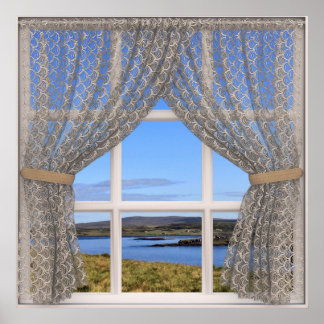 Poster Île de Skye (Écosse) Vue de fenêtre en trompe-l'œi