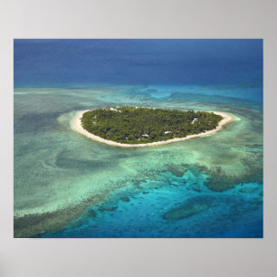 Poster Île de Tavarua et récif corallien, îles Mamanuca