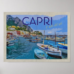 Poster Île de Vintage voyage affligé parItalie de Capri