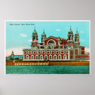 Poster Île d'Ellis vintage, New York City