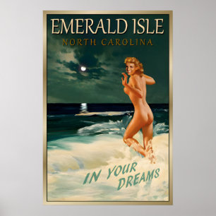 Poster ÎLE D'ÉMERAUDE Caroline du Nord Marilyn Monroe Voy