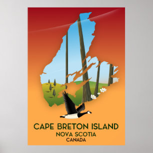 Poster Île du Cap-Breton Nouvelle-Écosse Carte du Canada