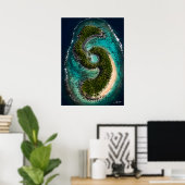 Poster Île en forme de S avec un lagon de source chaude c (Bureau à domicile)