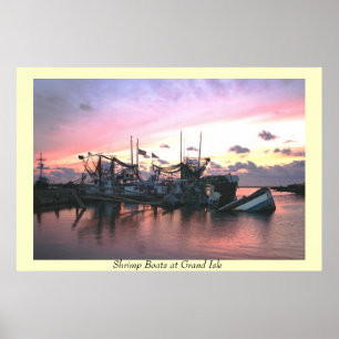 Poster Île grande de St de bateaux de crevette