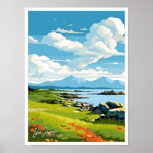 Poster Ile Jura Ecosse Voyage illustration Vintage