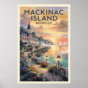 Poster Île Mackinac Michigan Voyage Rétro