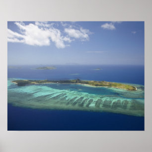 Poster Île Mana et récif de corail, îles Mamanuca