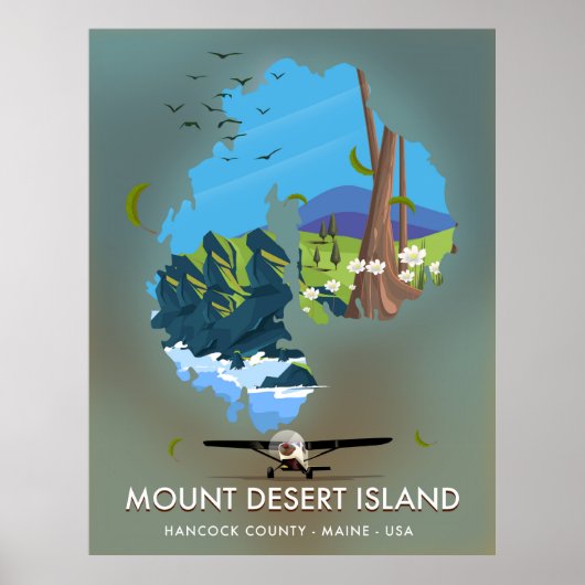 Poster Île Mount Desert, comté de Hancock, Maine, États-U (Devant)