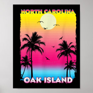 Poster Île Oak Caroline du Nord Nc Été Vintage Coucher de