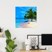 Poster Île Tropicale Avec Palmiers Et Plage De Sable (Bureau à domicile)