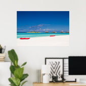 Poster Île Tropicale Avec Plage De Sable Avec Palmiers (Bureau à domicile)