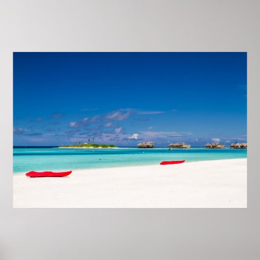 Poster Île Tropicale Avec Plage De Sable Avec Palmiers (Devant)