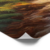 Poster Île tropicale avec volcan à la baisse (Coin)