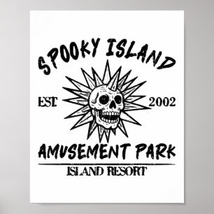 Poster Île Vintage Spooky Établi en 2002 Parc d'attractio