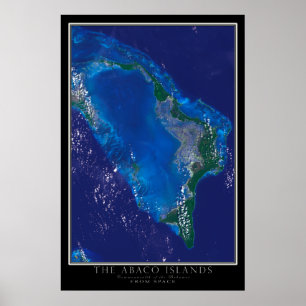 Poster Iles Abaco Bahamas Carte satellite de l'espace