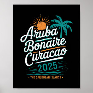 Poster Îles Abc Aruba Bonaire Curaçao Croisière Vacances
