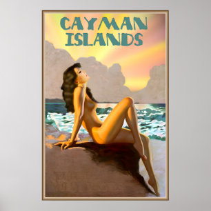 Poster Îles Caïmans Antilles britanniques Caraïbes Plage