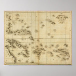 Poster Îles dans l'océan pacifique