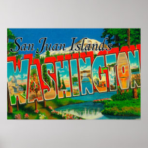 Poster Îles de San Juan, lettre de WashingtonLarge