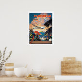 Poster Îles des Caraïbes par avion, compagnie aérienne vi (Cuisine)