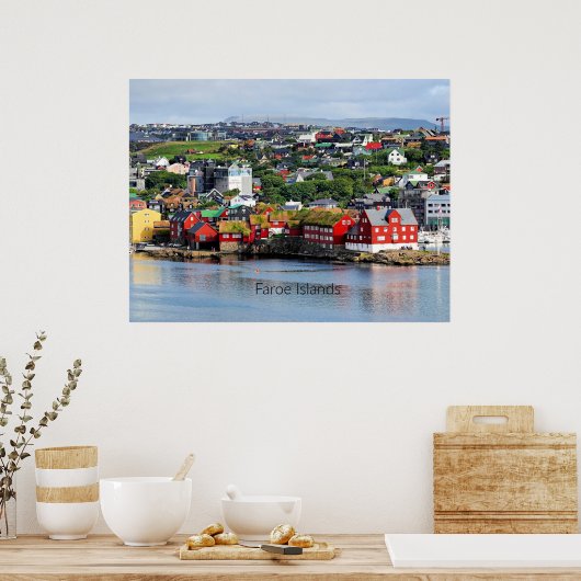 Poster Îles Féroé, vue panoramique sur Torshavn (Cuisine)