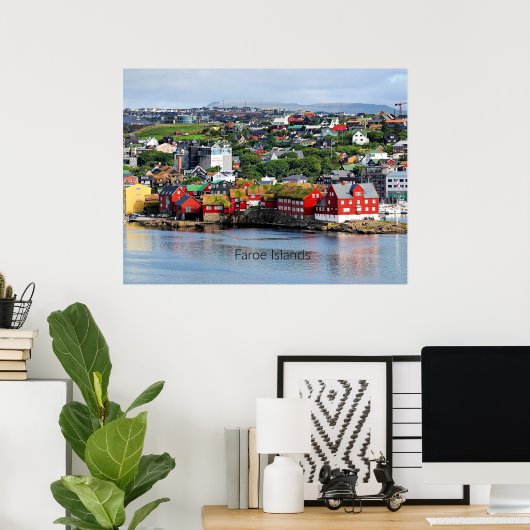 Poster Îles Féroé, vue panoramique sur Torshavn (Bureau à domicile)