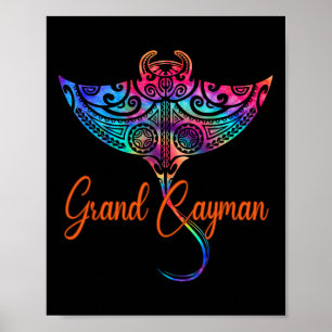 Poster Îles Grand Cayman 2025 Famille Tribal Stingray V