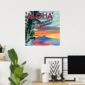 Poster Iles Hawaii Coucher de soleil d'Aloha (Bureau à domicile)