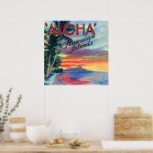 Poster Iles Hawaii Coucher de soleil d'Aloha (Cuisine)