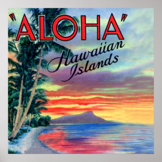 Poster Iles Hawaii Coucher de soleil d'Aloha (Devant)